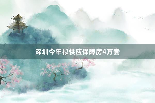 深圳今年拟供应保障房4万套
