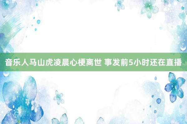 音乐人马山虎凌晨心梗离世 事发前5小时还在直播