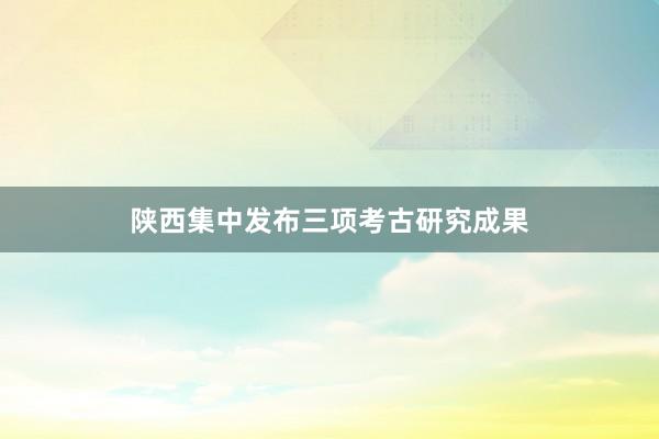 陕西集中发布三项考古研究成果