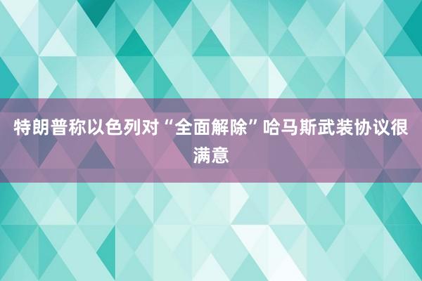 特朗普称以色列对“全面解除”哈马斯武装协议很满意