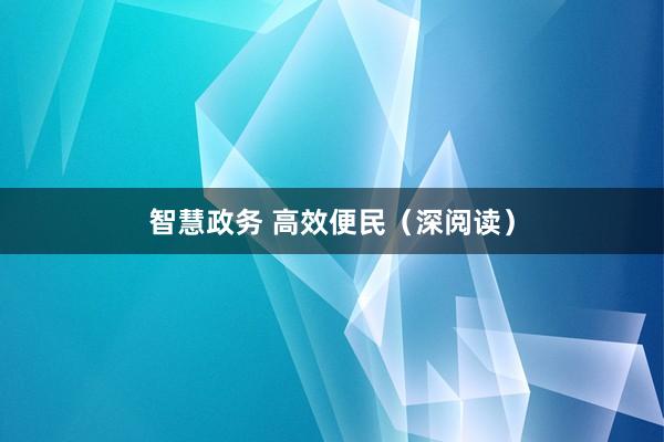 智慧政务 高效便民（深阅读）