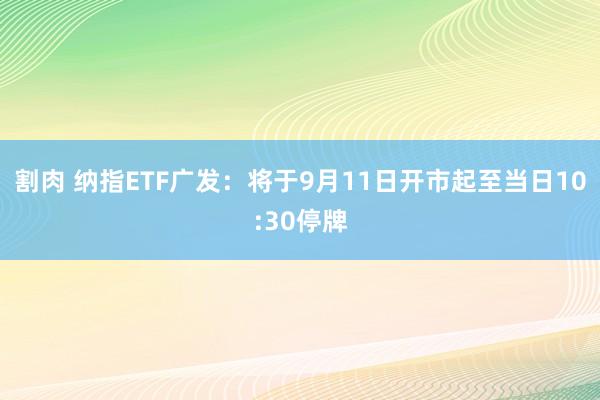 割肉 纳指ETF广发：将于9月11日开市起至当日10:30停牌