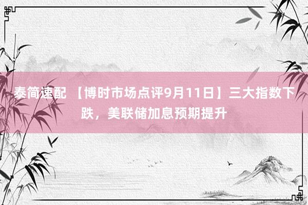 泰简速配 【博时市场点评9月11日】三大指数下跌，美联储加息预期提升