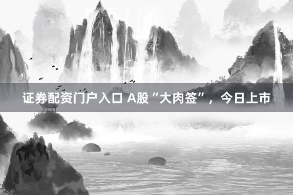 证券配资门户入口 A股“大肉签”,今日上市