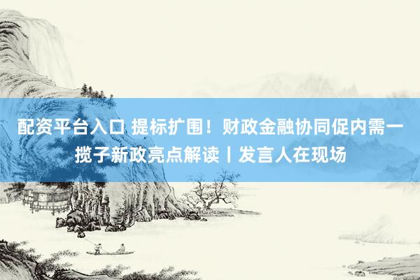 配资平台入口 提标扩围！财政金融协同促内需一揽子新政亮点解读丨发言人在现场