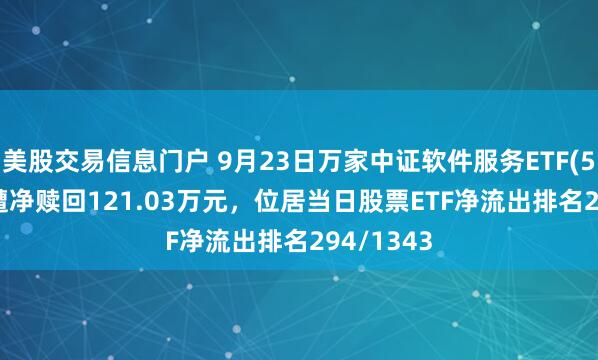 美股交易信息门户 9月23日万家中证软件服务ETF(560360)遭净赎回121.03万元，位居当日股票ETF净流出排名294/1343