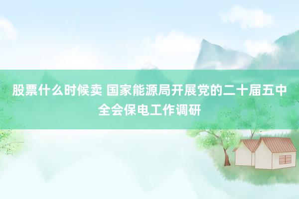 股票什么时候卖 国家能源局开展党的二十届五中全会保电工作调研