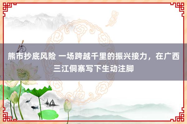 熊市抄底风险 一场跨越千里的振兴接力，在广西三江侗寨写下生动注脚