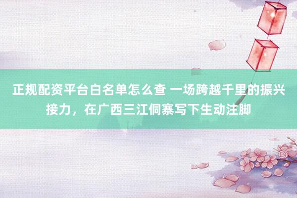 正规配资平台白名单怎么查 一场跨越千里的振兴接力,在广西三江侗寨写下生动注脚