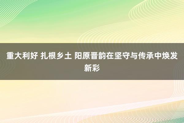 重大利好 扎根乡土 阳原晋韵在坚守与传承中焕发新彩