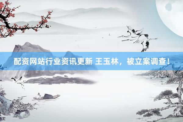 配资网站行业资讯更新 王玉林，被立案调查！